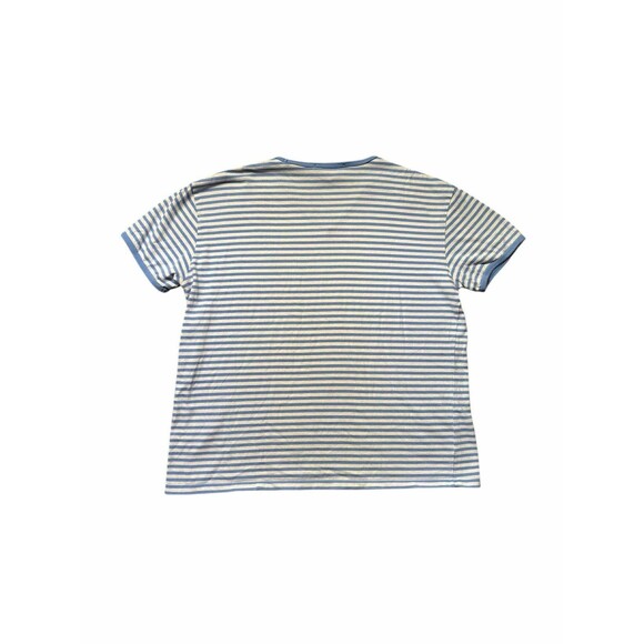 Vintage Polo Sport Ralph Lauren Striped V-Neck T-Shirt Men’s Large Blue White - Picture 2 of 7